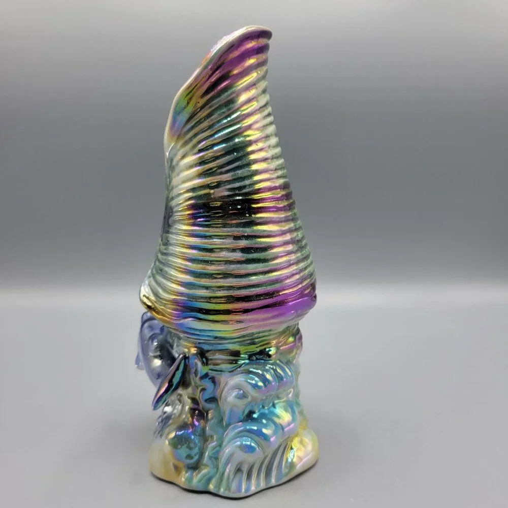 Vintage Iridescent Ceramic Vase Shell Shape Ocean Inspired Design 7.5